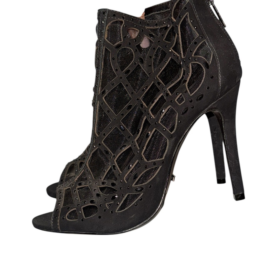 SCHUTZ Black Cutout High Heel Booties